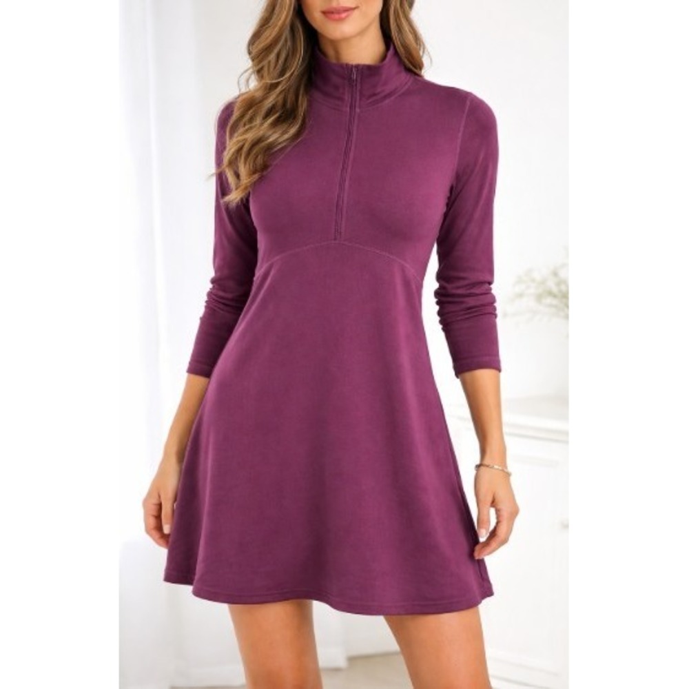 Title Nine Dream Getaway Dress Women‎ S Purple 1/4 Zip Stretch Travel Athleisure